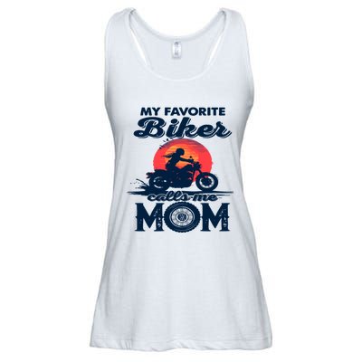 Funny My Favorite Biker Calls Me Mom Ladies Essential Flowy Tank