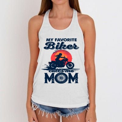 Funny My Favorite Biker Calls Me Mom Women's Knotted Racerback Tank