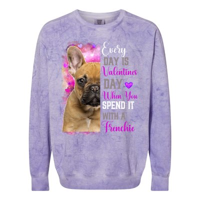 Frenchie Mom Funny Valentines Day Dog Lovers French Bulldog Gift Colorblast Crewneck Sweatshirt