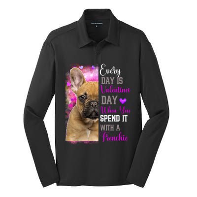 Frenchie Mom Funny Valentines Day Dog Lovers French Bulldog Gift Silk Touch Performance Long Sleeve Polo