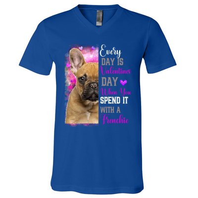 Frenchie Mom Funny Valentines Day Dog Lovers French Bulldog Gift V-Neck T-Shirt