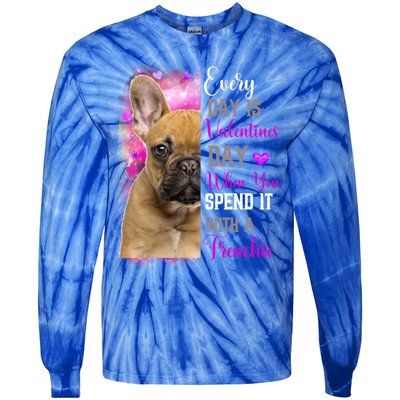 Frenchie Mom Funny Valentines Day Dog Lovers French Bulldog Gift Tie-Dye Long Sleeve Shirt