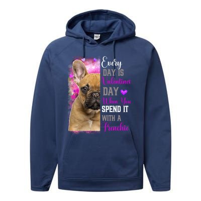 Frenchie Mom Funny Valentines Day Dog Lovers French Bulldog Gift Performance Fleece Hoodie