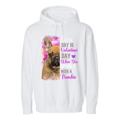 Frenchie Mom Funny Valentines Day Dog Lovers French Bulldog Gift Garment-Dyed Fleece Hoodie