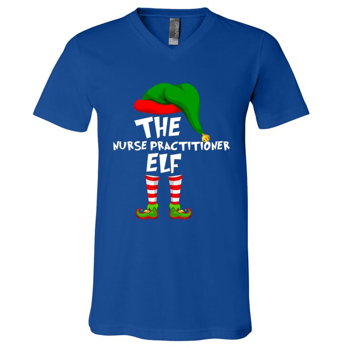 Funny Matching Family Christmas The Nurse Practitioner Elf Gift V-Neck T-Shirt