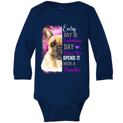 Frenchie Mom Funny Valentines Day Dog Lovers French Bulldog Gift Baby Long Sleeve Bodysuit