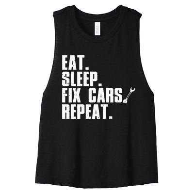 Funny Mechanic For Dad Auto Garage Automobile Car Lover Women's Racerback Cropped Tank