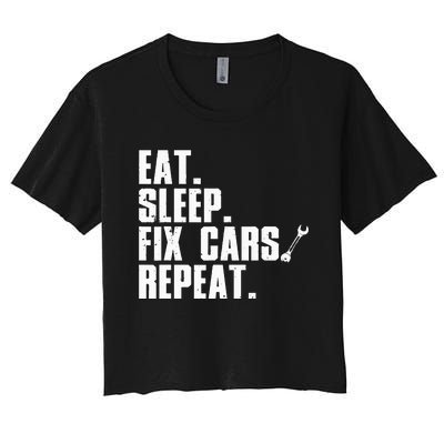 Funny Mechanic For Dad Auto Garage Automobile Car Lover Women's Crop Top Tee