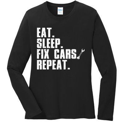 Funny Mechanic For Dad Auto Garage Automobile Car Lover Ladies Long Sleeve Shirt