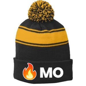 Fire Mo Stripe Pom Pom Beanie