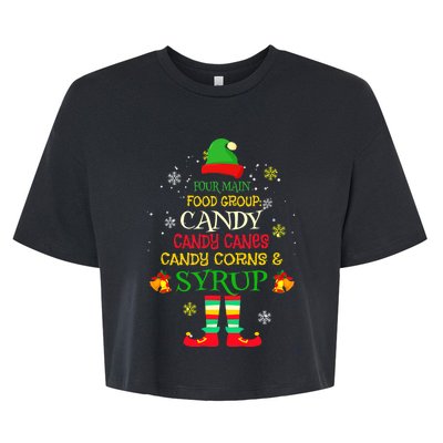 Four Main Food Groups Candy Canes Corn Syrup Elf Ugly Xmas Bella+Canvas Jersey Crop Tee