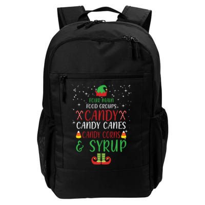 Four Main Food Groups Candy Canes Candy Corns Syrup Elf Daily Commute Backpack