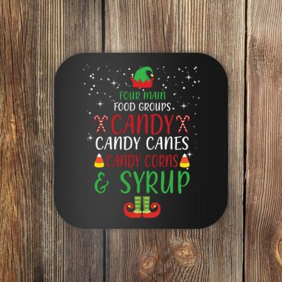 Four Main Food Groups Candy Canes Candy Corns Syrup Elf Coaster