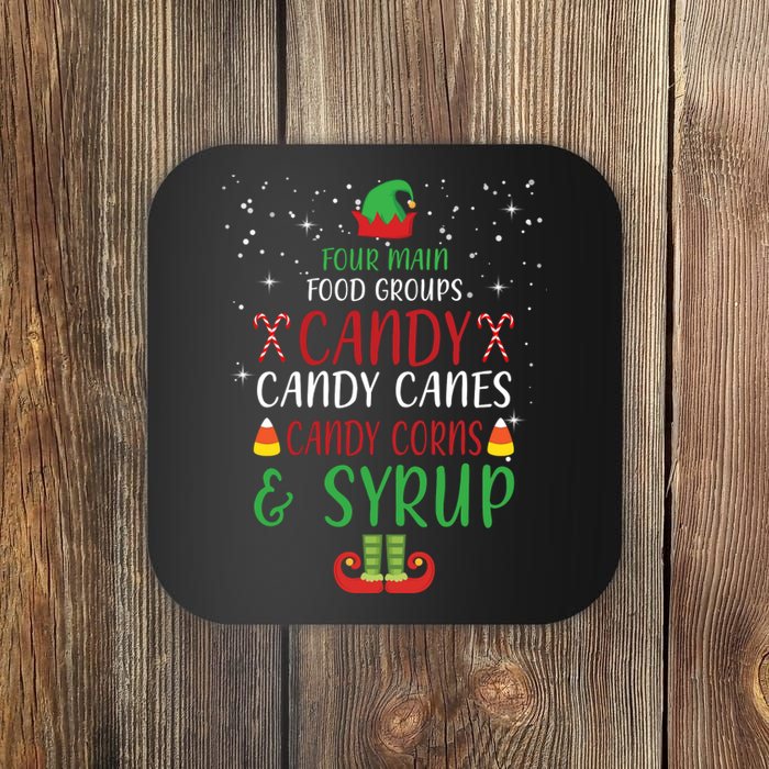 Four Main Food Groups Candy Canes Candy Corns Syrup Elf Coaster