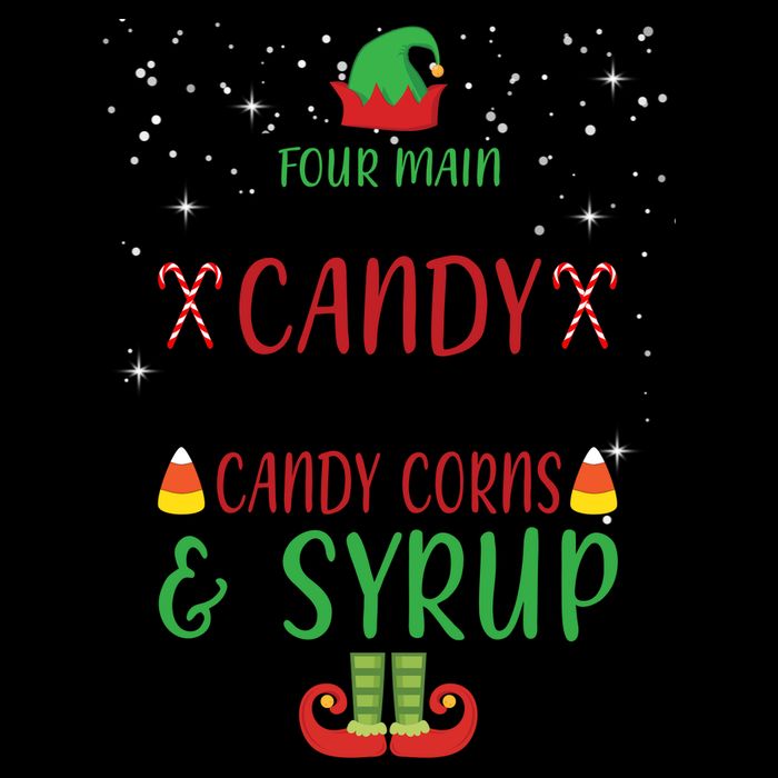 Four Main Food Groups Candy Canes Candy Corns Syrup Elf 16oz Travel Tumbler