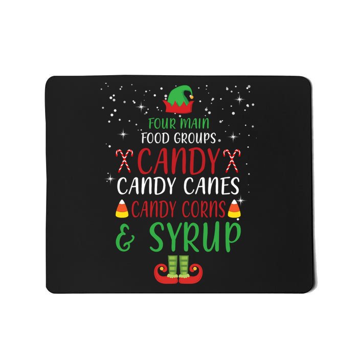 Four Main Food Groups Candy Canes Candy Corns Syrup Elf Mousepad