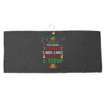 Four Main Food Groups Candy Canes Candy Corns Syrup Elf Large Microfiber Waffle Golf Towel