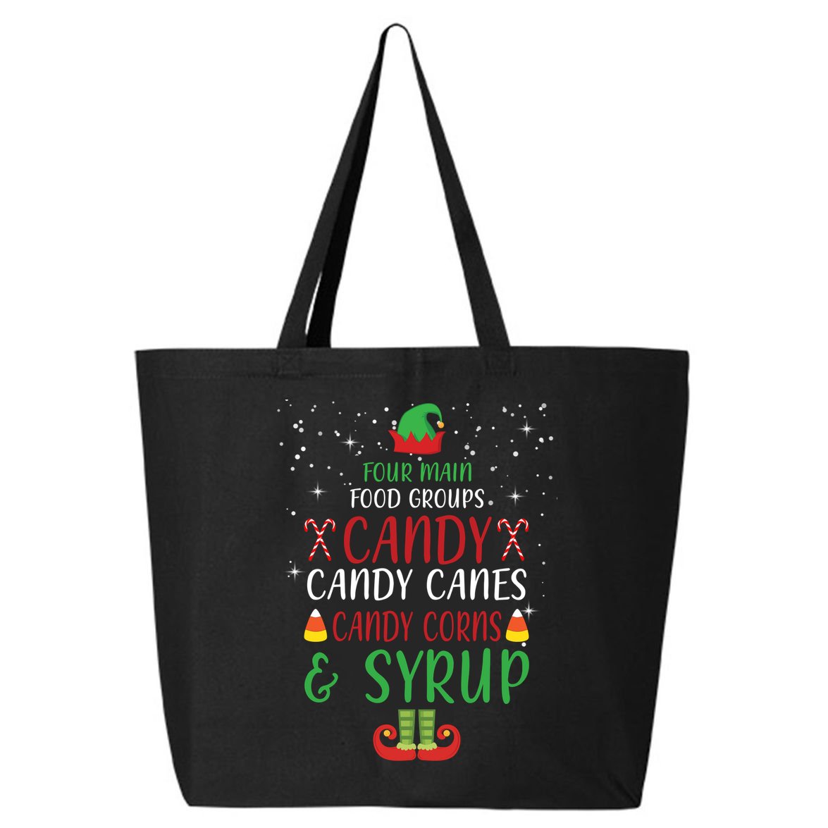 Four Main Food Groups Candy Canes Candy Corns Syrup Elf 25L Jumbo Tote
