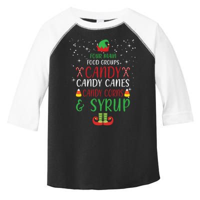 Four Main Food Groups Candy Canes Candy Corns Syrup Elf Toddler Fine Jersey T-Shirt