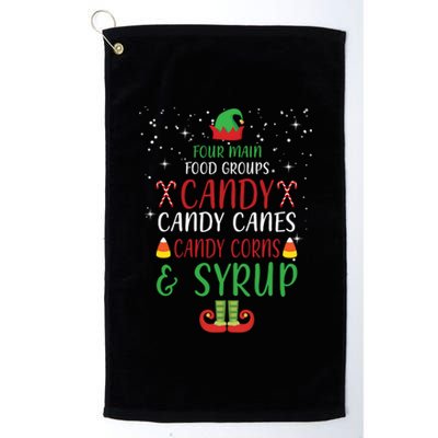 Four Main Food Groups Candy Canes Candy Corns Syrup Elf Platinum Collection Golf Towel