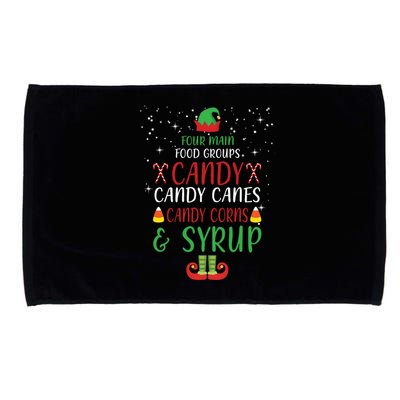 Four Main Food Groups Candy Canes Candy Corns Syrup Elf Microfiber Hand Towel