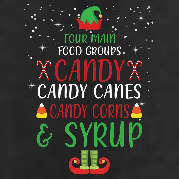 Four Main Food Groups Candy Canes Candy Corns Syrup Elf Microfiber Hand Towel