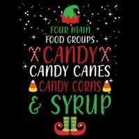 Four Main Food Groups Candy Canes Candy Corns Syrup Elf Wool Snapback Cap