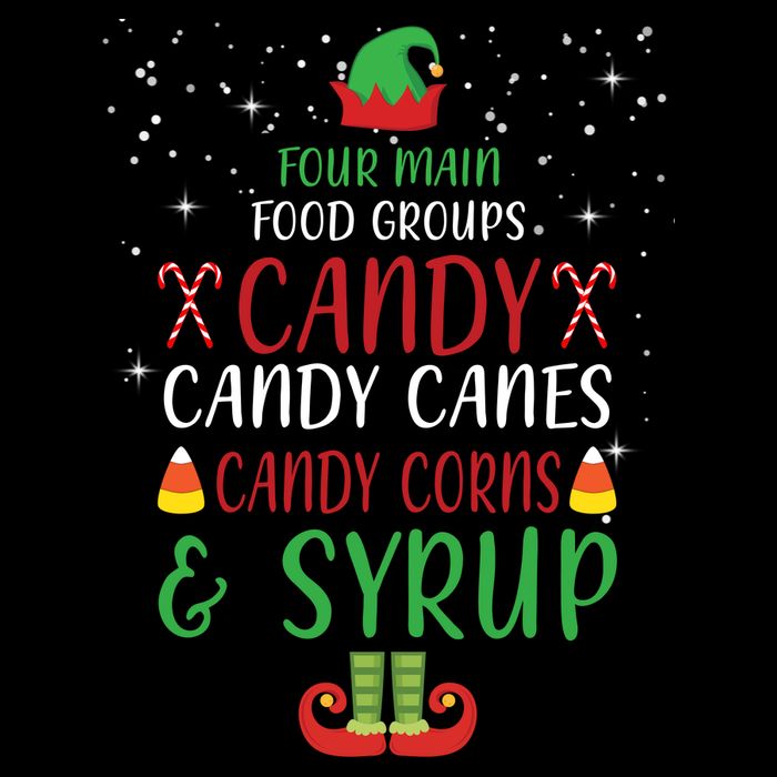 Four Main Food Groups Candy Canes Candy Corns Syrup Elf Wool Snapback Cap