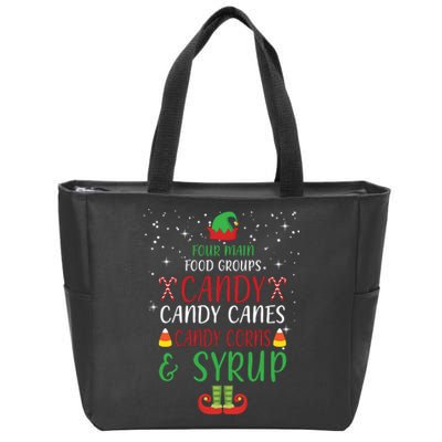 Four Main Food Groups Candy Canes Candy Corns Syrup Elf Zip Tote Bag