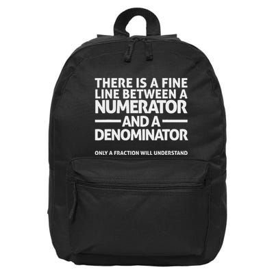 Funny Math Fine Line Numerator Denominator 16 in Basic Backpack