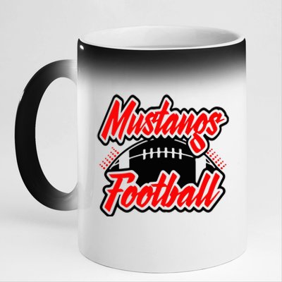 Football, Mustang Football 11oz Black Color Changing Mug