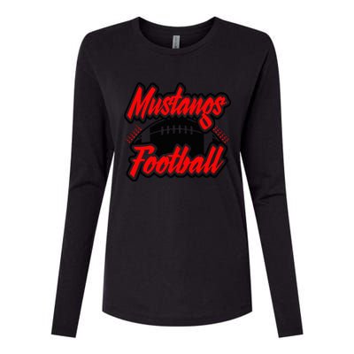 Football, Mustang Football Womens Cotton Relaxed Long Sleeve T-Shirt