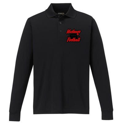 Football, Mustang Football Performance Long Sleeve Polo