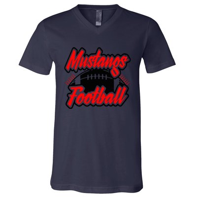 Football, Mustang Football V-Neck T-Shirt