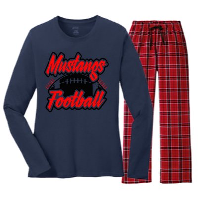 Football, Mustang Football Women's Long Sleeve Flannel Pajama Set 