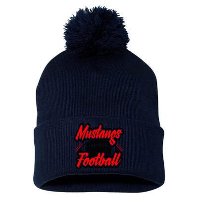 Football, Mustang Football Pom Pom 12in Knit Beanie