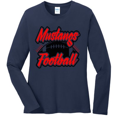 Football, Mustang Football Ladies Long Sleeve Shirt