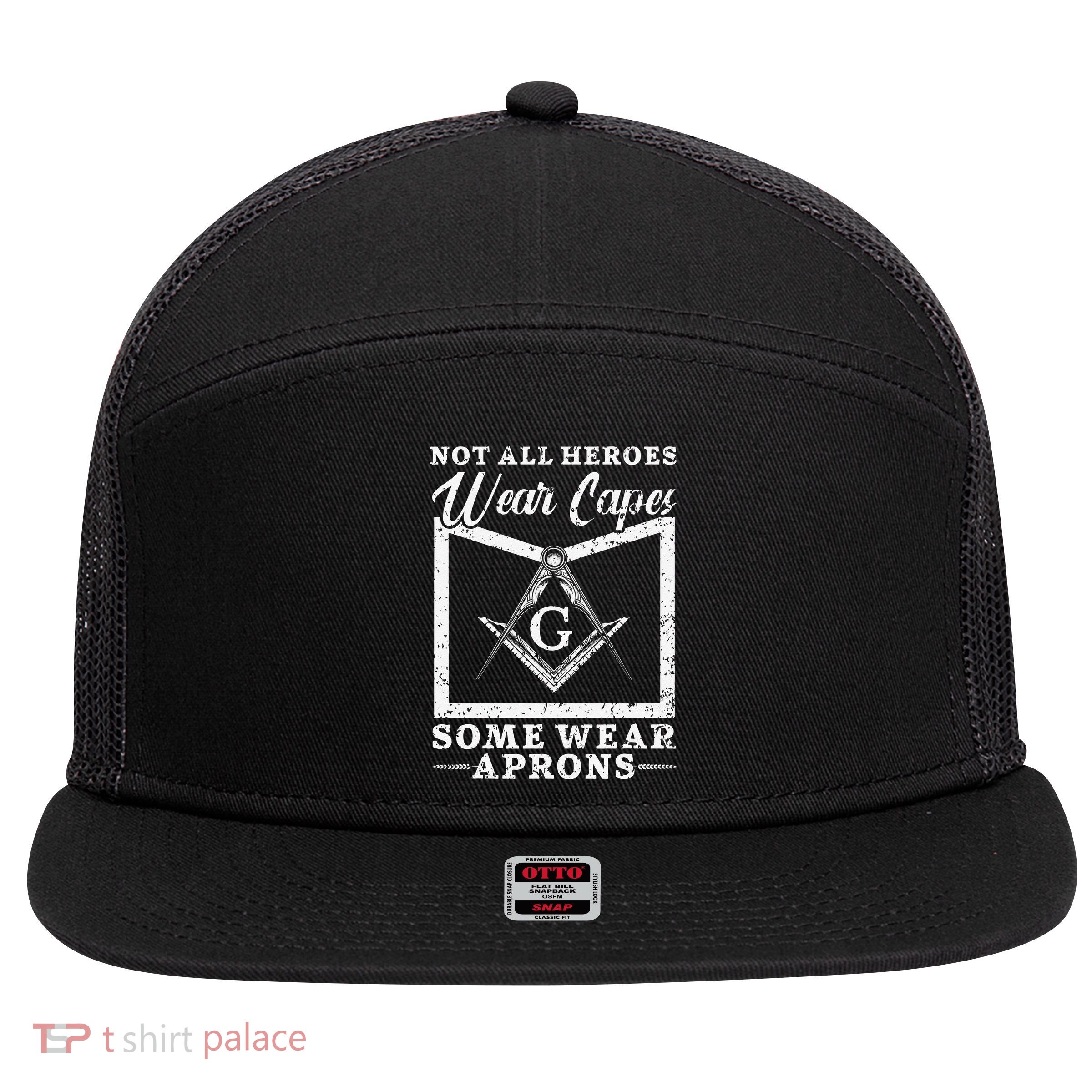 Freemason Masonic Fraternal Freemasonry Square Compass 7 Panel Mesh Trucker Snapback Hat