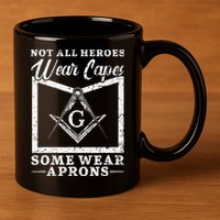 Freemason Masonic Fraternal Freemasonry Square Compass 11oz C Handle Ceramic Mug