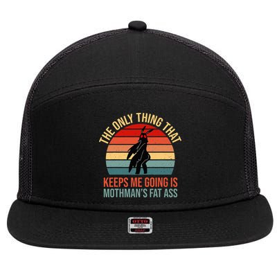 Funny Mothman Fat Ass Vintage Cryptid Funny Mothman 7 Panel Mesh Trucker Snapback Hat