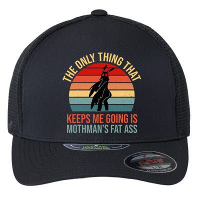 Funny Mothman Fat Ass Vintage Cryptid Funny Mothman Flexfit Unipanel Trucker Cap