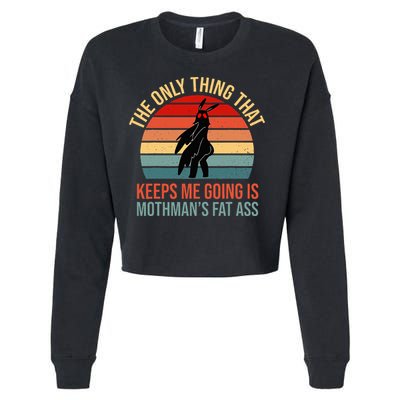 Funny Mothman Fat Ass Vintage Cryptid Funny Mothman Cropped Pullover Crew