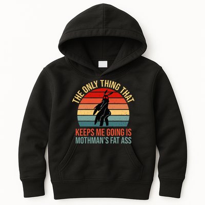 Funny Mothman Fat Ass Vintage Cryptid Funny Mothman Kids Hoodie
