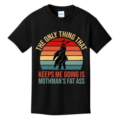 Funny Mothman Fat Ass Vintage Cryptid Funny Mothman Kids T-Shirt