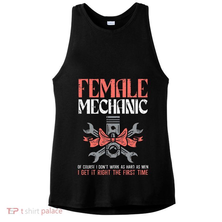 Female Mechanic Funny Car Auto Garage Ladies PosiCharge Tri-Blend Wicking Tank