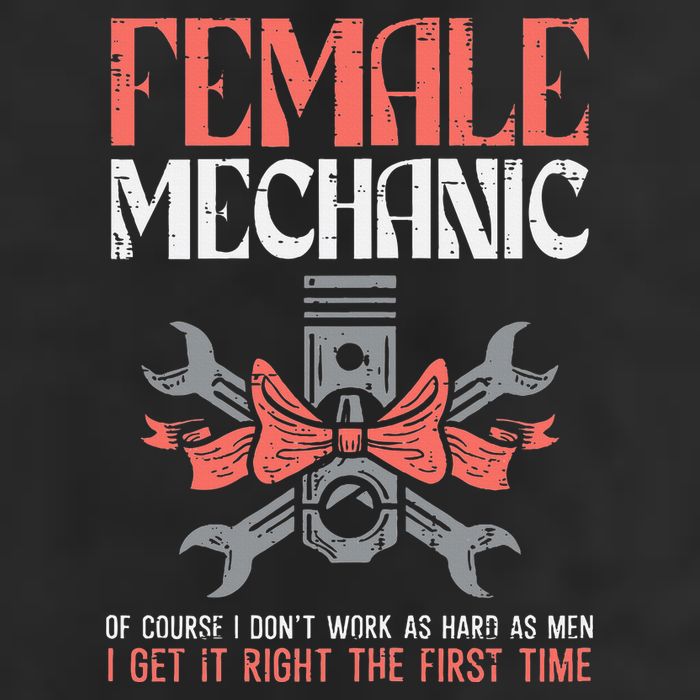 Female Mechanic Funny Car Auto Garage 7 Panel Mesh Trucker Snapback Hat