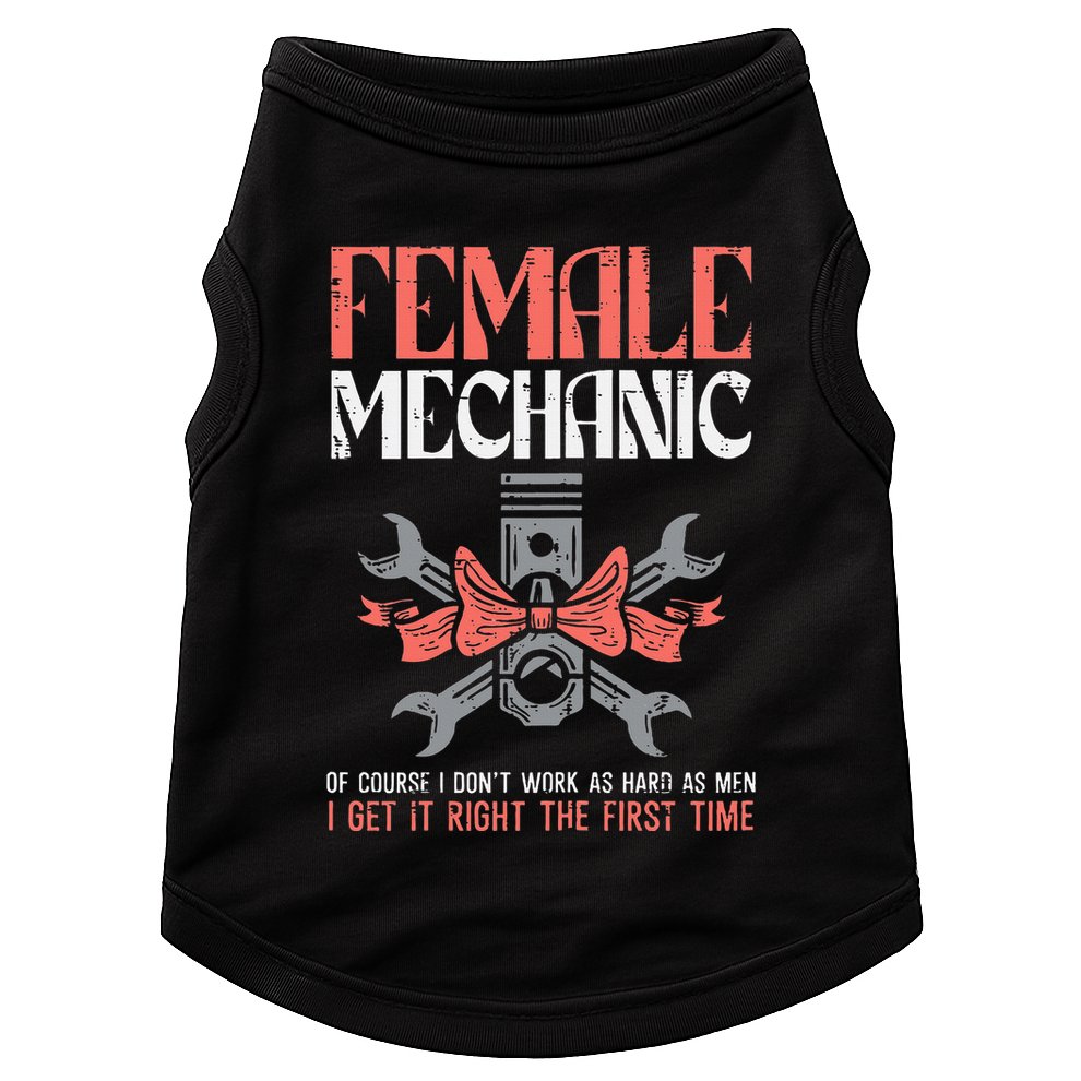 Female Mechanic Funny Car Auto Garage Doggie Tank