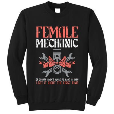 Female Mechanic Funny Car Auto Garage Tall Sweatshirt