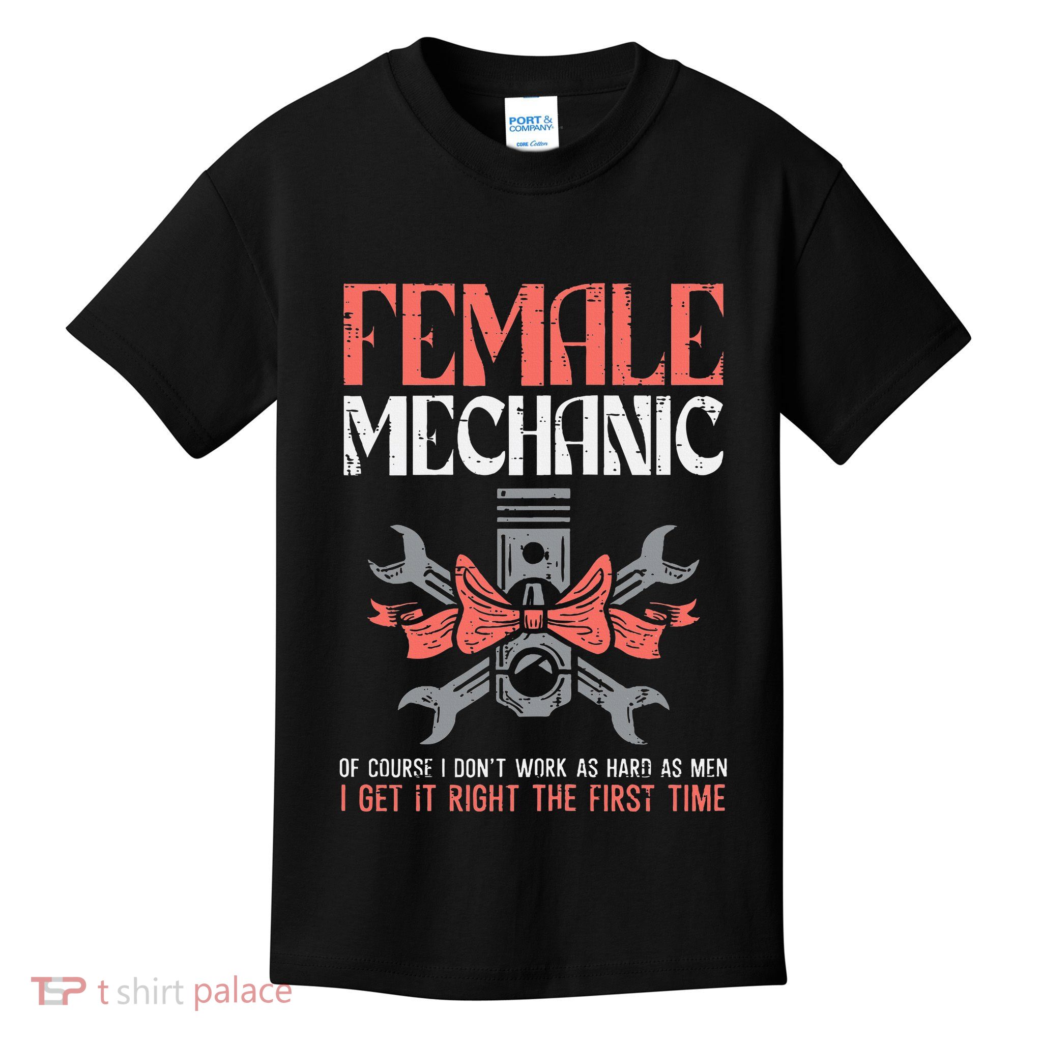 Female Mechanic Funny Car Auto Garage Kids T-Shirt