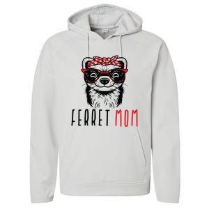 Ferret Mom Funny Animal Lover Weasel Women Mother Mama Gifts Performance Fleece Hoodie